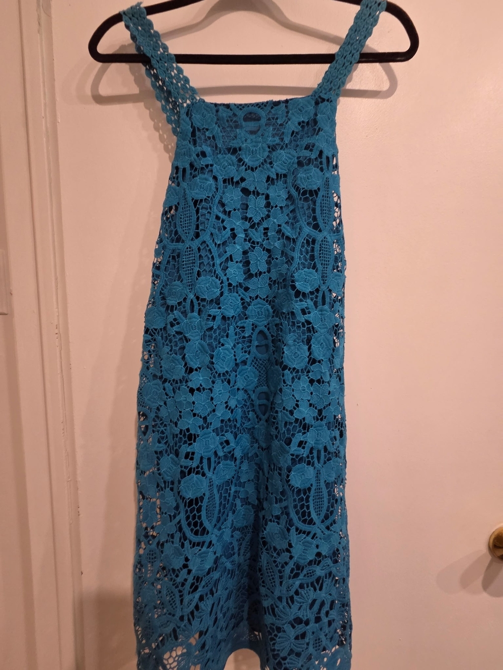 Sugar + Lips NWT Floral Guipure Lace Mini Dress Teal Blue Crochet Boho Large